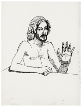 “Retrato de C. en Flores” Tinta sobre papel, 28×21,5 cm 1991 | Colección del artista