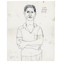 “Huelguistas” Tinta sobre papel, 33×21.5 cm 1991 | Propiedad del artista